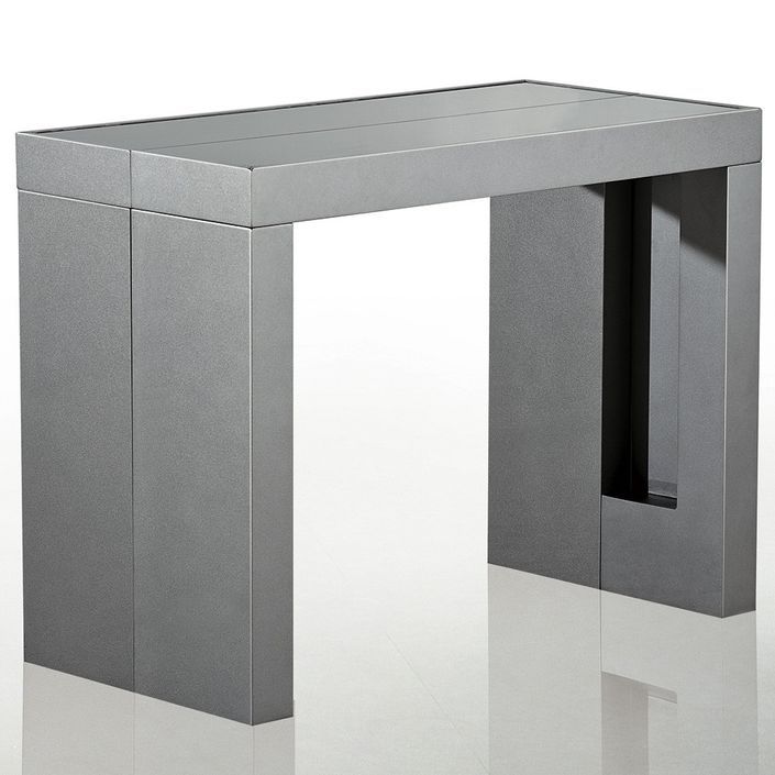 Table console extensible Gris satiné 50 à 250 cm - 12 personnes Jade - Photo n°2