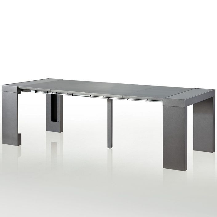 Table console extensible Gris satiné 50 à 250 cm - 12 personnes Jade - Photo n°3