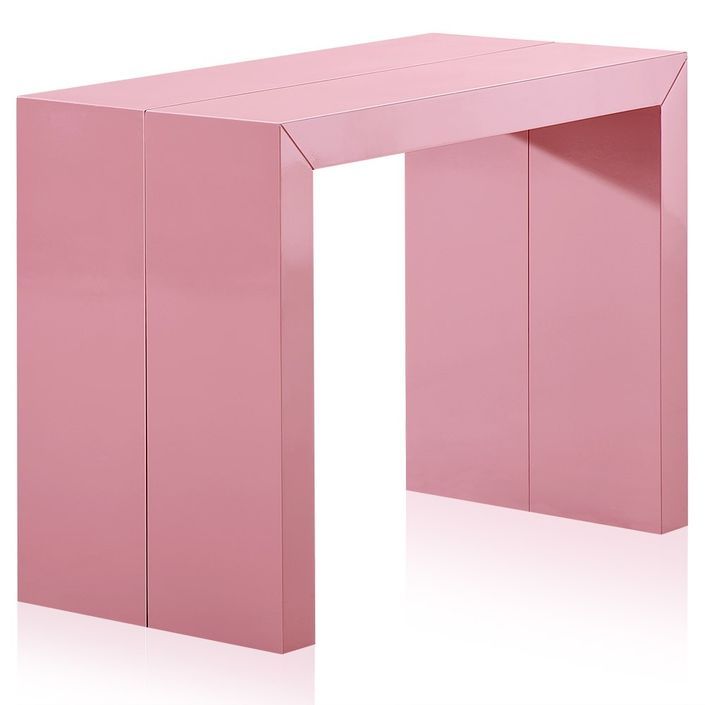 Table console extensible laquée Rose 50 à 250 cm - 12 personnes - Photo n°1