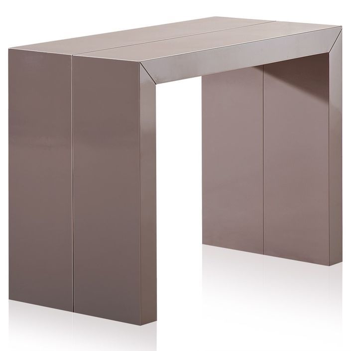 Table console extensible laquée Taupe 50 à 200 cm - 10 personnes - Photo n°1