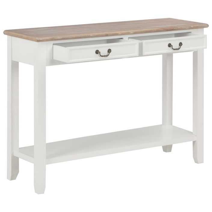 Table console fixe blanche et bois naturel Paola - Photo n°2
