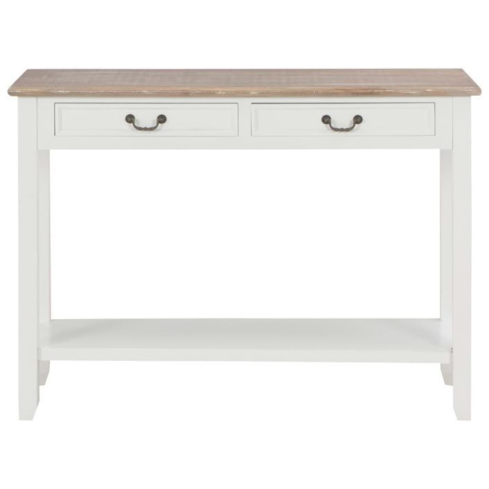 Table console fixe blanche et bois naturel Paola - Photo n°3