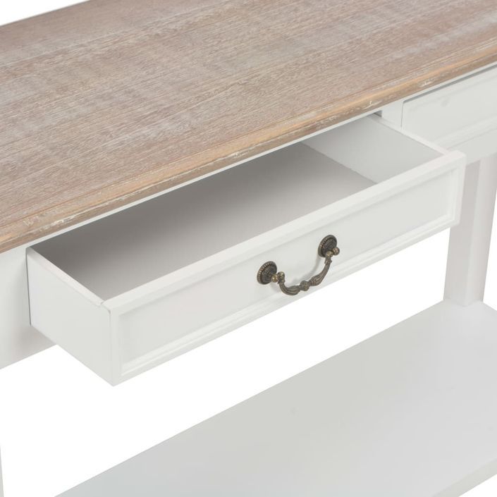 Table console fixe blanche et bois naturel Paola - Photo n°7
