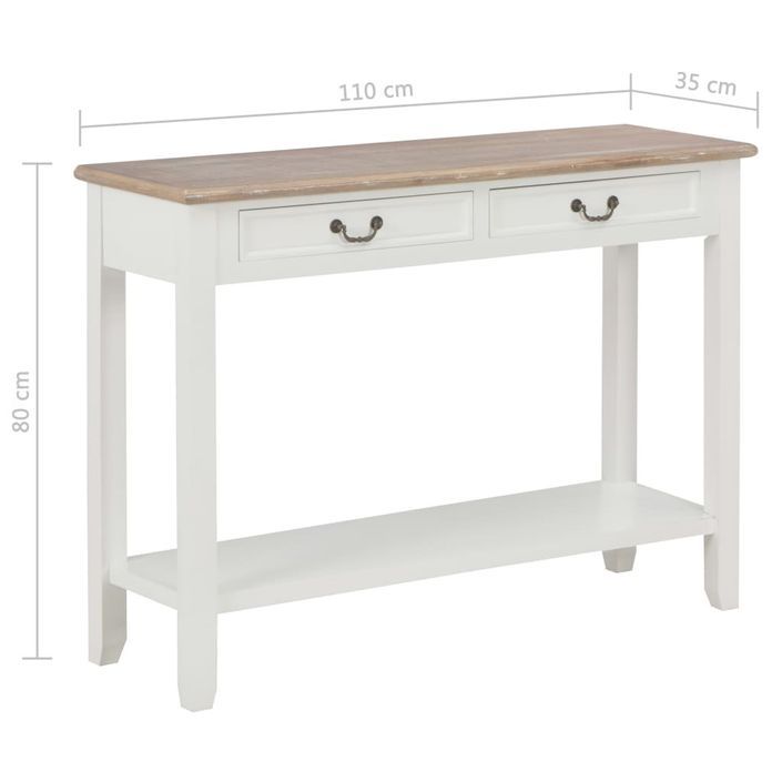 Table console fixe blanche et bois naturel Paola - Photo n°8