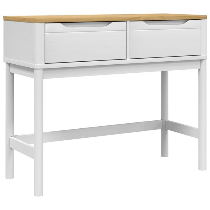 Table console FLORO blanc 89,5x36,5x73 cm bois de pin massif - Photo n°1