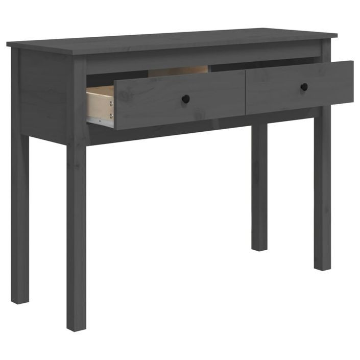 Table console Gris 100x35x75 cm Bois massif de pin - Photo n°7