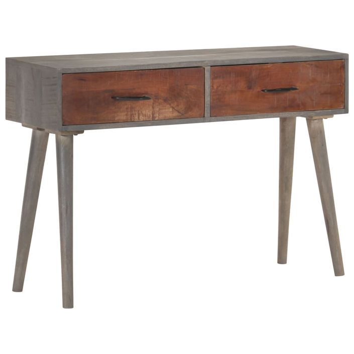 Table console Gris 110x35x75 cm Bois de manguier massif brut - Photo n°9