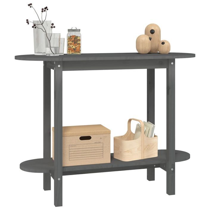 Table console Gris 110x40x80 cm Bois massif de pin - Photo n°4