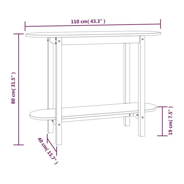 Table console Gris 110x40x80 cm Bois massif de pin - Photo n°8