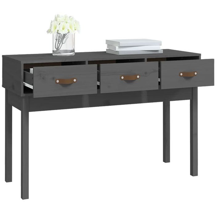 Table console Gris 114x40x75 cm Bois massif de pin - Photo n°7