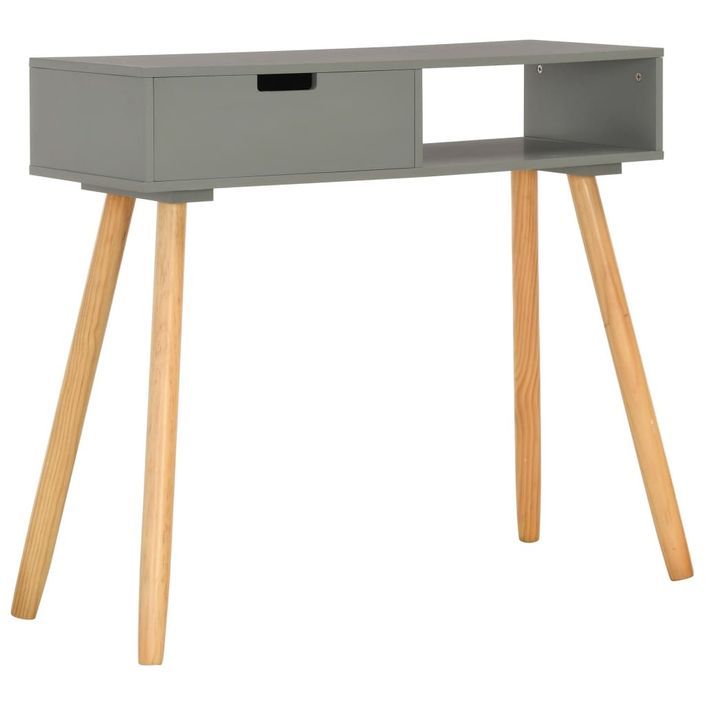 Table console Gris 80x30x72 cm Pin massif - Photo n°1