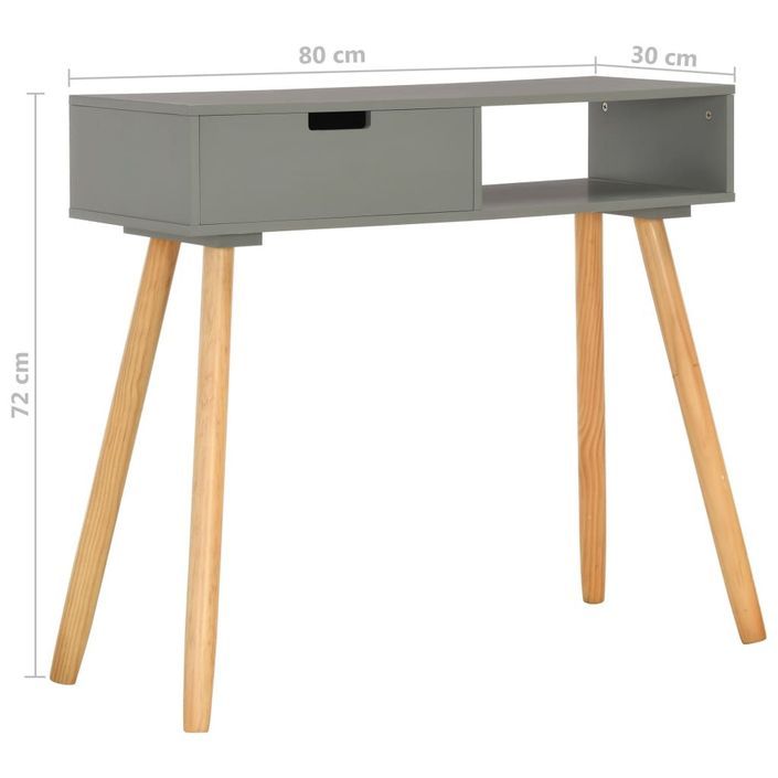 Table console Gris 80x30x72 cm Pin massif - Photo n°8