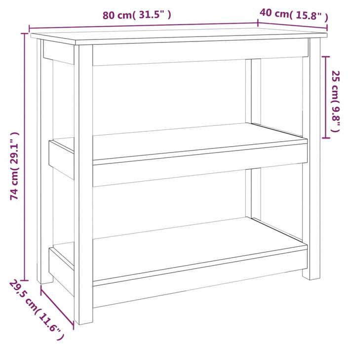 Table console Gris 80x40x74 cm Bois massif de pin - Photo n°8