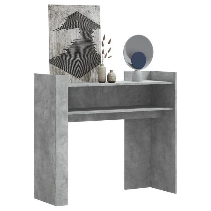 Table console gris béton 100x35x90 cm bois d'ingénierie - Photo n°1