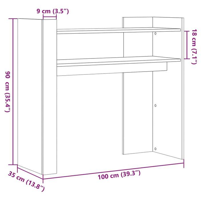 Table console gris béton 100x35x90 cm bois d'ingénierie - Photo n°8