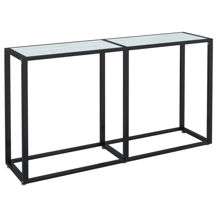 Table console Marbre blanc 140x35x75,5 cm Verre trempé - Photo n°1