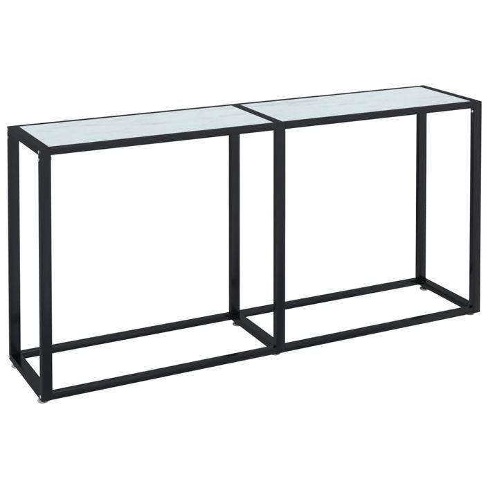 Table console Marbre blanc 160x35x75,5 cm Verre trempé - Photo n°1