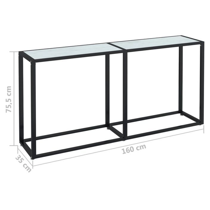 Table console Marbre blanc 160x35x75,5 cm Verre trempé - Photo n°7