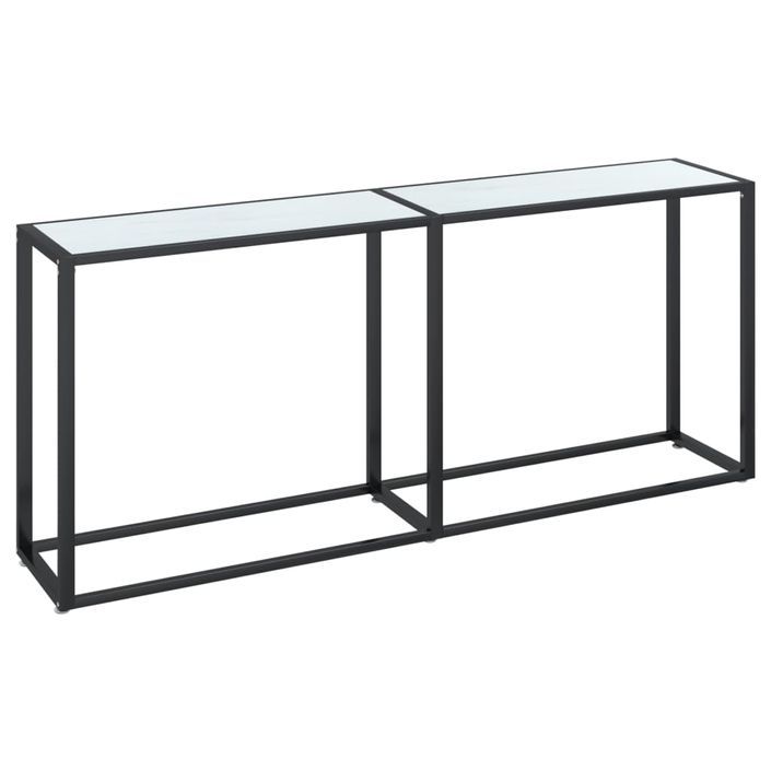 Table console Marbre blanc 180x35x75,5 cm Verre trempé - Photo n°2