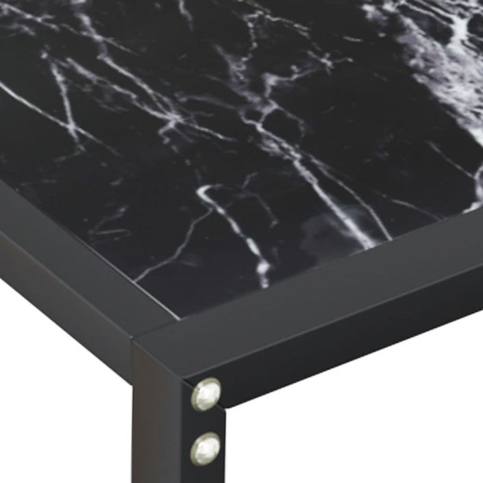 Table console Marbre noir 140x35x75,5 cm Verre trempé - Photo n°6