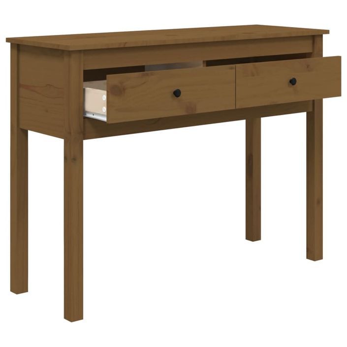 Table console Marron miel 100x35x75 cm Bois massif de pin - Photo n°7