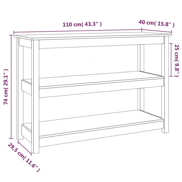 Table console Marron miel 110x40x74 cm Bois massif de pin - Photo n°8