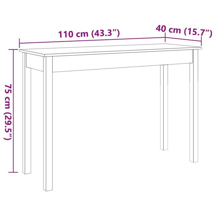 Table console marron miel 110x40x75 cm bois massif de pin - Photo n°9