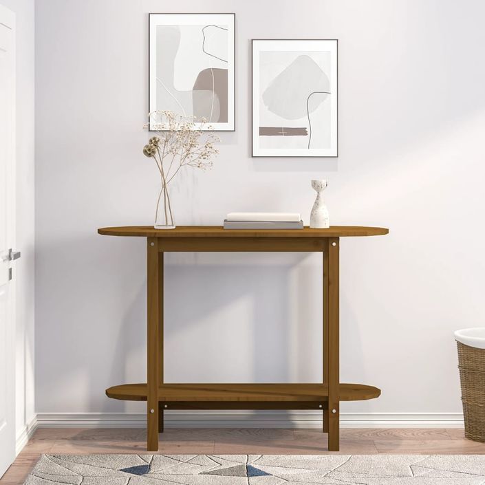 Table console Marron miel 110x40x80 cm Bois massif de pin - Photo n°3