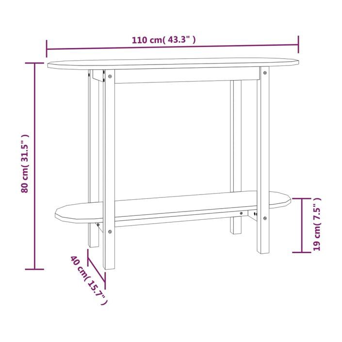 Table console Marron miel 110x40x80 cm Bois massif de pin - Photo n°8