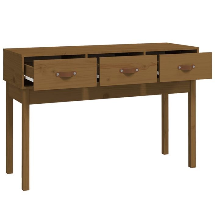 Table console Marron miel 114x40x75 cm Bois massif de pin - Photo n°4