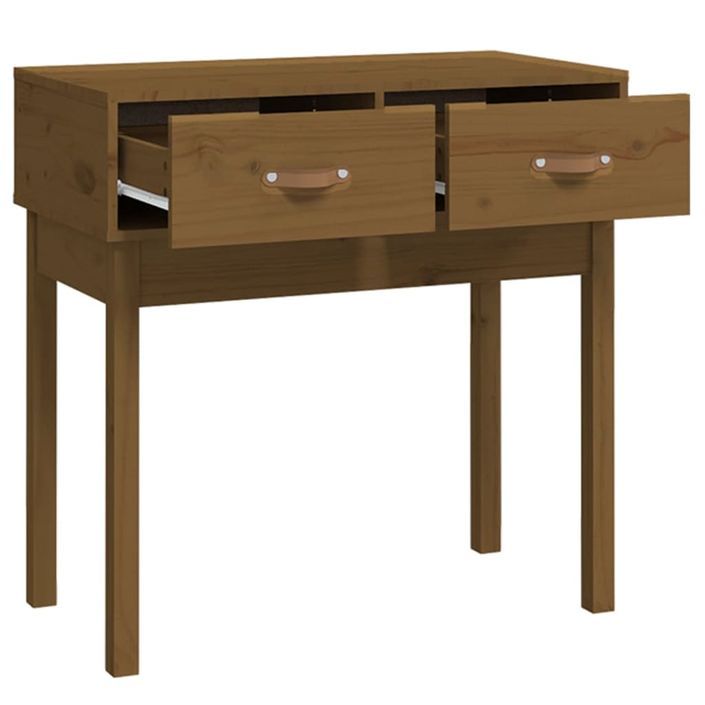 Table console Marron miel 76,5x40x75 cm Bois massif de pin - Photo n°4