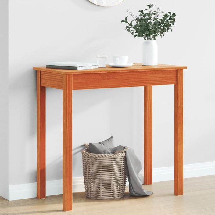 Table console marron miel 80x40x75 cm bois massif de pin - Photo n°1