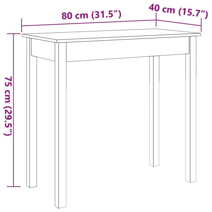 Table console marron miel 80x40x75 cm bois massif de pin - Photo n°9