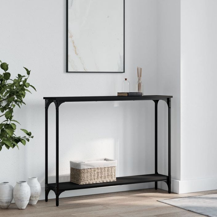 Table console noir 100x22,5x75 cm bois d'ingénierie - Photo n°1
