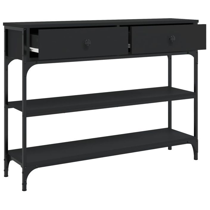 Table console noir 100x25x75 cm bois d'ingénierie - Photo n°5