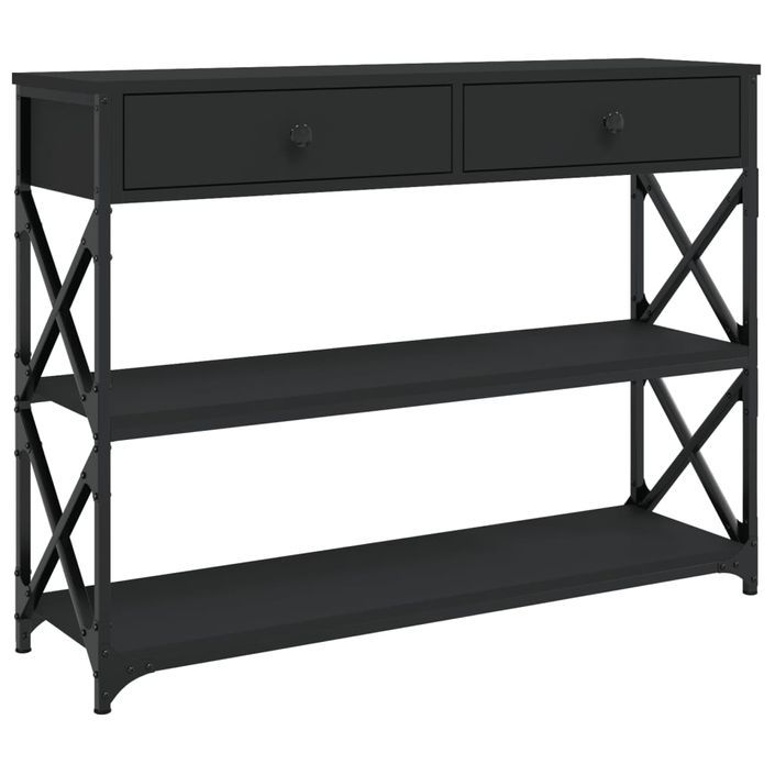 Table console noir 100x28x75 cm bois d'ingénierie - Photo n°2