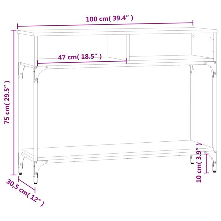 Table console noir 100x30,5x75 cm bois d'ingénierie - Photo n°9