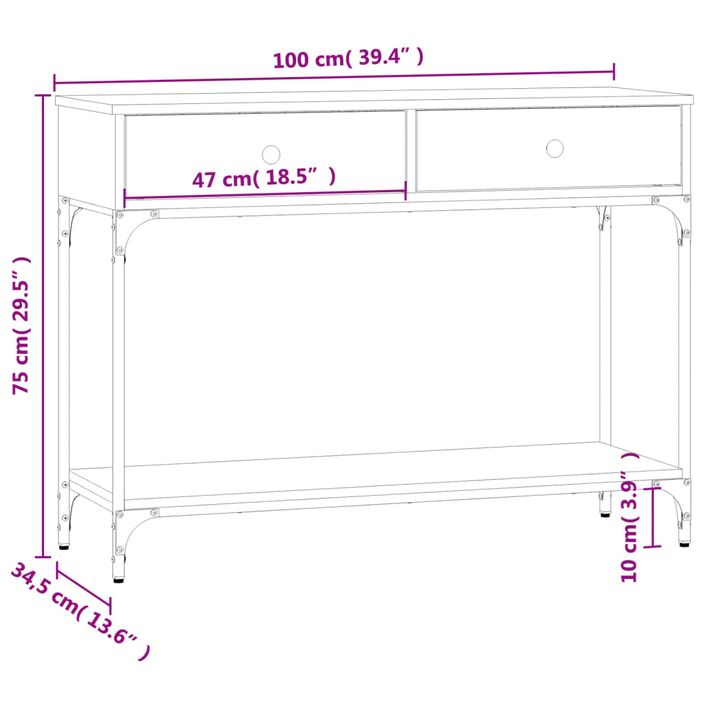 Table console noir 100x34,5x75 cm bois d'ingénierie - Photo n°11