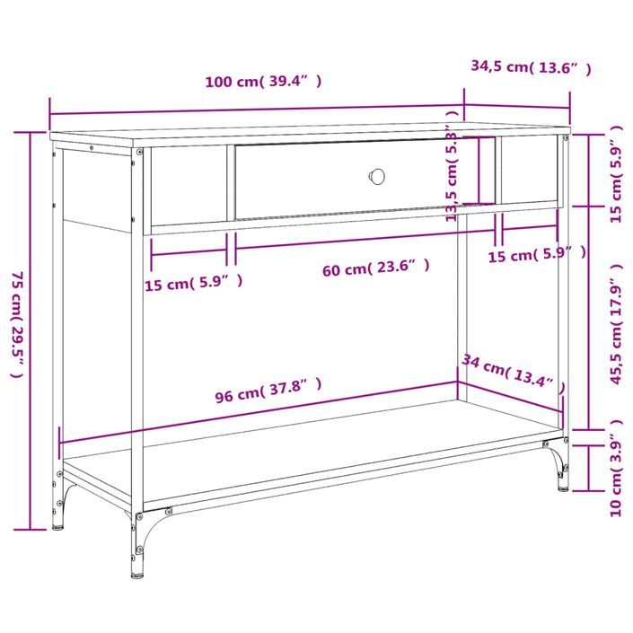 Table console noir 100x34,5x75 cm bois d'ingénierie - Photo n°11