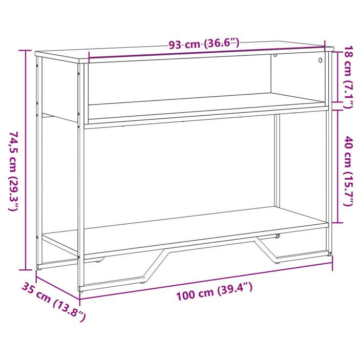 Table console noir 100x35x74,5 cm bois d'ingénierie - Photo n°9