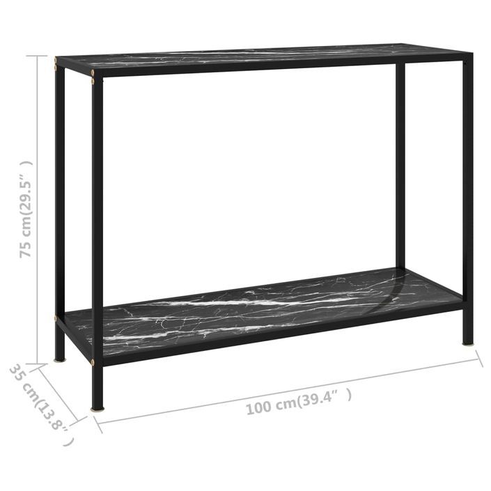 Table console Noir 100x35x75 cm Verre trempé 2 - Photo n°6