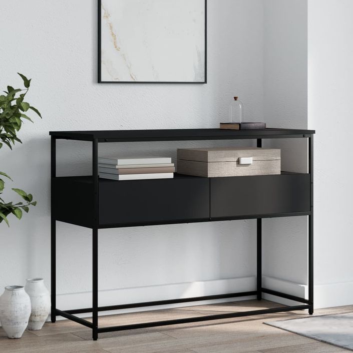 Table console noir 100x40x75 cm bois d'ingénierie - Photo n°1