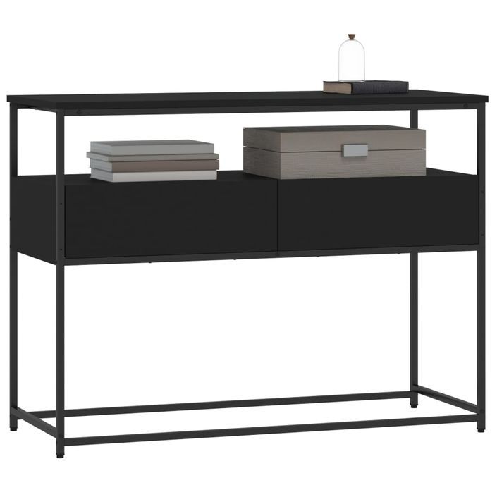 Table console noir 100x40x75 cm bois d'ingénierie - Photo n°3