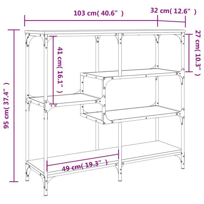 Table console noir 103x32x95 cm bois d'ingénierie - Photo n°9