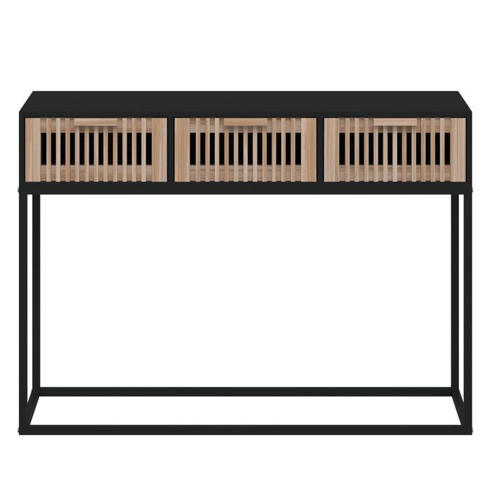 Table console noir 105x30x75 cm bois d'ingénierie et fer - Photo n°4