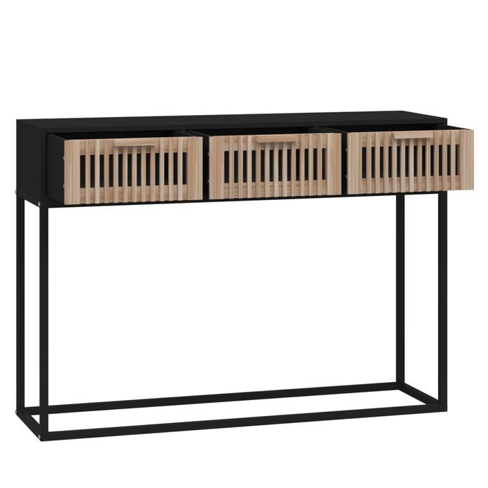Table console noir 105x30x75 cm bois d'ingénierie et fer - Photo n°5