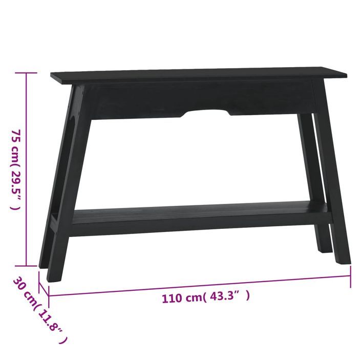 Table console noir 110x30x75 cm bois massif d'acajou - Photo n°9