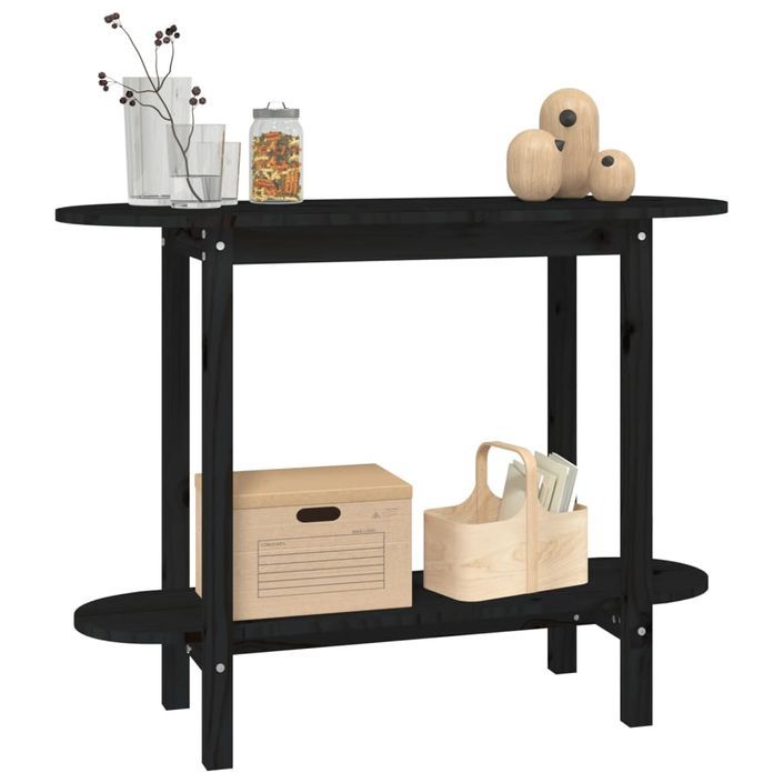 Table console Noir 110x40x80 cm Bois massif de pin - Photo n°4