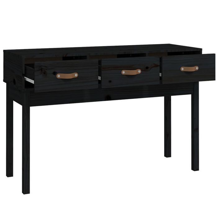 Table console Noir 114x40x75 cm Bois massif de pin - Photo n°4