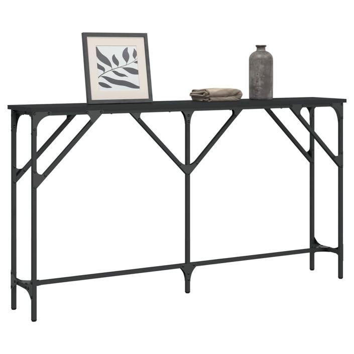 Table console noir 140x23x75 cm bois d'ingénierie - Photo n°3